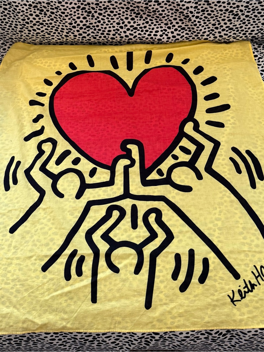 Keith Haring MoMA Yellow Scarf with Red Heart